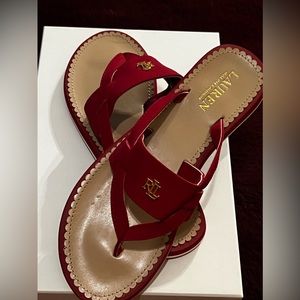 Red Lauren Ralph Lauren Flip Flops- size 8